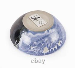 Sylvia Kirby Ceramic Bowl Studio Pottery Vintage Large Abstract Purple Black