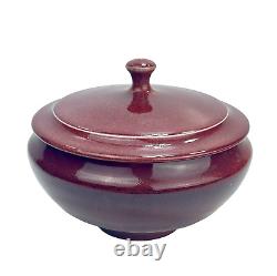 TIM MATHER Studio Art Pottery Glazed Porcelain Covered Dish Jar Bowl Lid Red VTG