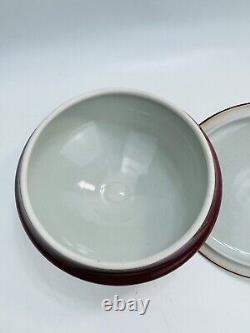 TIM MATHER Studio Art Pottery Glazed Porcelain Covered Dish Jar Bowl Lid Red VTG