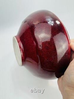 TIM MATHER Studio Art Pottery Glazed Porcelain Covered Dish Jar Bowl Lid Red VTG
