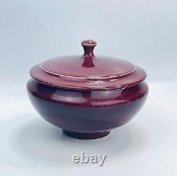 TIM MATHER Studio Art Pottery Glazed Porcelain Covered Dish Jar Bowl Lid Red VTG