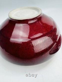 TIM MATHER Studio Art Pottery Glazed Porcelain Covered Dish Jar Bowl Lid Red VTG