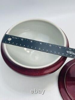 TIM MATHER Studio Art Pottery Glazed Porcelain Covered Dish Jar Bowl Lid Red VTG