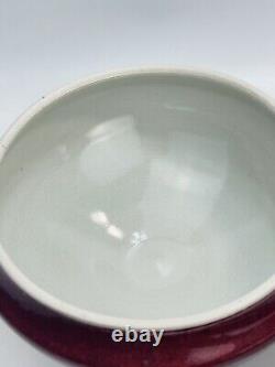 TIM MATHER Studio Art Pottery Glazed Porcelain Covered Dish Jar Bowl Lid Red VTG