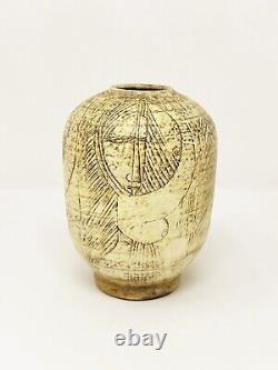 T & S Harlander Studio Art Pottery Vase Etched Four Women Design Vintage Canada