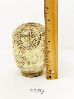 T & S Harlander Studio Art Pottery Vase Etched Four Women Design Vintage Canada
