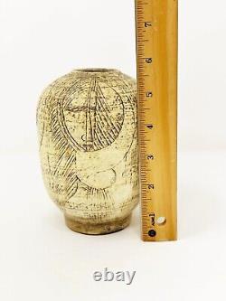T & S Harlander Studio Art Pottery Vase Etched Four Women Design Vintage Canada