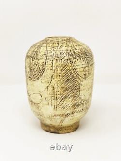T & S Harlander Studio Art Pottery Vase Etched Four Women Design Vintage Canada