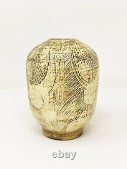 T & S Harlander Studio Art Pottery Vase Etched Four Women Design Vintage Canada