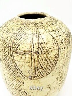 T & S Harlander Studio Art Pottery Vase Etched Four Women Design Vintage Canada