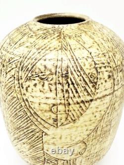 T & S Harlander Studio Art Pottery Vase Etched Four Women Design Vintage Canada