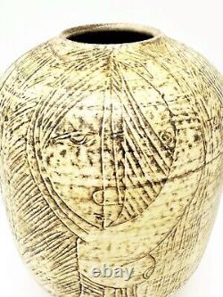 T & S Harlander Studio Art Pottery Vase Etched Four Women Design Vintage Canada