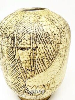 T & S Harlander Studio Art Pottery Vase Etched Four Women Design Vintage Canada