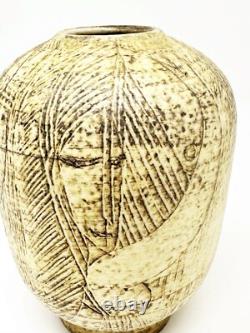 T & S Harlander Studio Art Pottery Vase Etched Four Women Design Vintage Canada