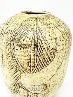 T & S Harlander Studio Art Pottery Vase Etched Four Women Design Vintage Canada