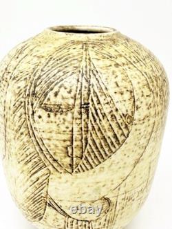 T & S Harlander Studio Art Pottery Vase Etched Four Women Design Vintage Canada