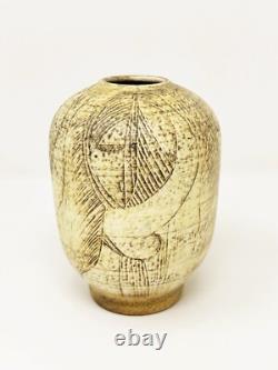 T & S Harlander Studio Art Pottery Vase Etched Four Women Design Vintage Canada
