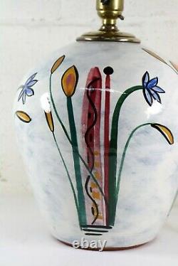 Table Lamp A Vintage English Studio Pottery Lamp By Neville & Green Hand Painted