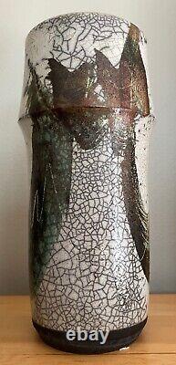 Tall Cylindrical Vintage Studio Pottery Ceramic Stoneware Vase Modern Signed