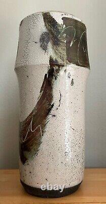 Tall Cylindrical Vintage Studio Pottery Ceramic Stoneware Vase Modern Signed