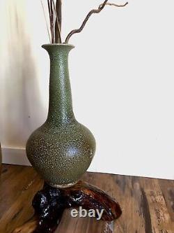 Tall Schwenk MCM Studio Pottery Vase Signed Vintage Glazed Canadian Rare Mod