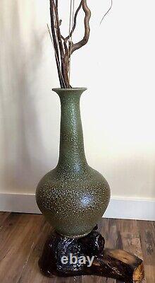 Tall Schwenk MCM Studio Pottery Vase Signed Vintage Glazed Canadian Rare Mod