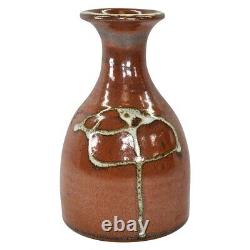 Thomas Shafer Vintage Studio Art Pottery Rust Brown Drip Glaze Ceramic Vase