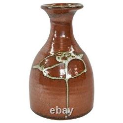 Thomas Shafer Vintage Studio Art Pottery Rust Brown Drip Glaze Ceramic Vase