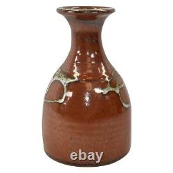 Thomas Shafer Vintage Studio Art Pottery Rust Brown Drip Glaze Ceramic Vase