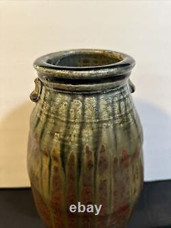 Tom Homann Signed Studio Art Pottery Drip Vase 12.75