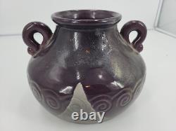 Tony Evans 1987 Signed Vintage Raku Studio Art Pottery Purple Haze Vase Rare#167