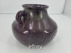Tony Evans 1987 Signed Vintage Raku Studio Art Pottery Purple Haze Vase Rare#167