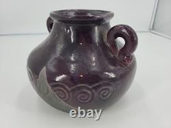 Tony Evans 1987 Signed Vintage Raku Studio Art Pottery Purple Haze Vase Rare#167