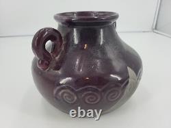 Tony Evans 1987 Signed Vintage Raku Studio Art Pottery Purple Haze Vase Rare#167