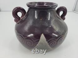 Tony Evans 1987 Signed Vintage Raku Studio Art Pottery Purple Haze Vase Rare#167
