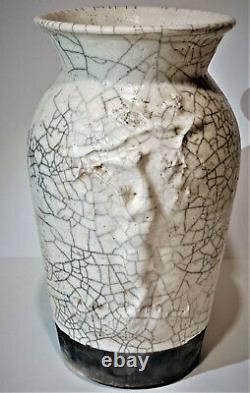 Tony Evans Monumental 17 Gazelle Raku Studio Art Pottery Vase Vintage 1974