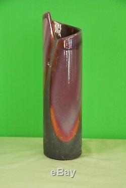 Tony Evans Raku 22 California Pottery Asymmetrical Studio Vase VINTAGE Signed