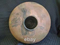 Tony Evans Raku Copper Pottery Vase Signed Numbered 11 x 13 Mid Century Modern