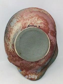 Tony Evans Raku Pottery Large Centerpiece Bowl Vase #7 Signed 13x10x5 inches