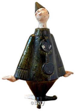 Ueli Schmutz Swiss Studio Stoneware Art Pottery Sculpture Mime Figure Vtg Mcm