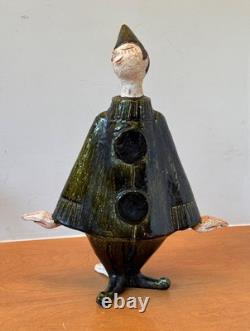 Ueli Schmutz Swiss Studio Stoneware Art Pottery Sculpture Mime Figure Vtg Mcm