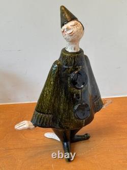 Ueli Schmutz Swiss Studio Stoneware Art Pottery Sculpture Mime Figure Vtg Mcm