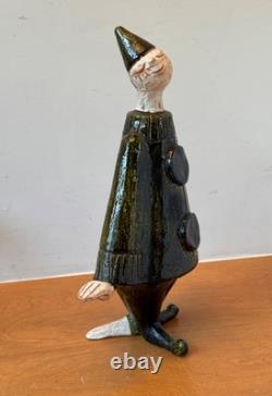 Ueli Schmutz Swiss Studio Stoneware Art Pottery Sculpture Mime Figure Vtg Mcm