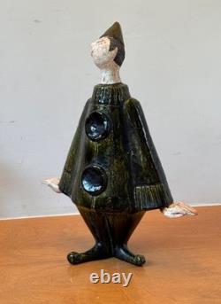 Ueli Schmutz Swiss Studio Stoneware Art Pottery Sculpture Mime Figure Vtg Mcm