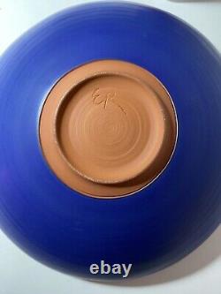 Unique 12 Vintage MCM Carved Terracotta Signed Studio Pottery Bowl GORGEOUS