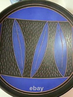 Unique 12 Vintage MCM Carved Terracotta Signed Studio Pottery Bowl GORGEOUS