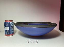Unique 12 Vintage MCM Carved Terracotta Signed Studio Pottery Bowl GORGEOUS