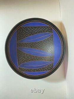 Unique 12 Vintage MCM Carved Terracotta Signed Studio Pottery Bowl GORGEOUS