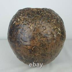 Unique Large Vintage Brutalist Handmade Textured Art Pottery Vase Signed