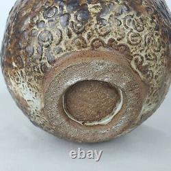 Unique Large Vintage Brutalist Handmade Textured Art Pottery Vase Signed